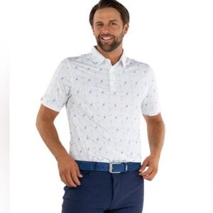 Straight Down Performance Golf Polo‎ Mermaid Print